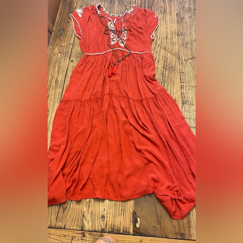 Free People orange boho maxi dress